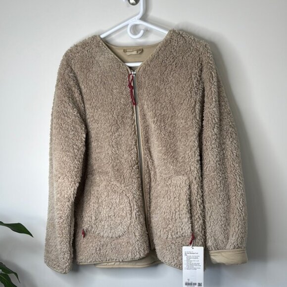 Lululemon Women Oh So Sherpa Full Zip Cozy Beige/Tan Sherpa Jacket Size 12 NWT - Picture 1 of 12